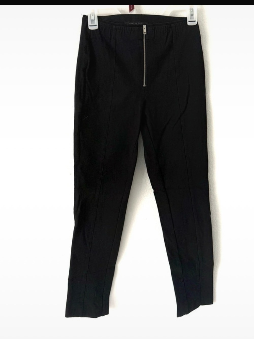 rag & bone Black Straight-Leg Ponte Pants with Front Zip